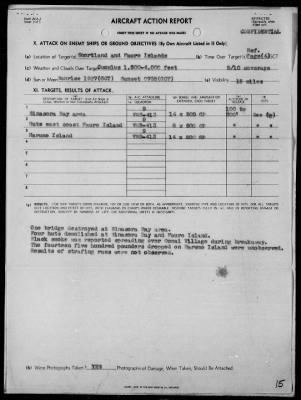 Thumbnail for VMB-413 > ACA Form Reps Nos 118 & 120 - 122 - Rep of Bombing, Strafing & Heckling Missions in the Bougainville-Choiseul Area - 9/26-30/44