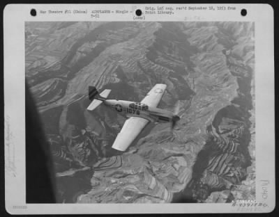 North American > P-51 Fighter Escort For 14Th Air Force C-47 Over China.  24 July 1945.