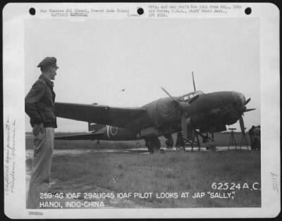 Thumbnail for General > A 10Th Air Force Pilot Looks At Japanese 'Sally', Hanoi, Frech Indo-China, 29 August 1945.