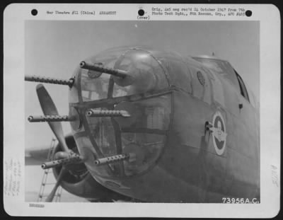 General > Outside View Of Six 50 Cal. Machine Guns In The Nose Of A North American B-25 Of The 490Th Bomb Group, China.