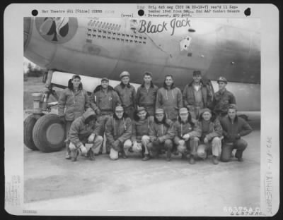 Thumbnail for General > Crew Of The Boeing B-29 Superfortress 'Black Jack' Of The 678Th Bomb Squadron, 444Th Bomb Group, Xx Bomber Command, Beside Their Plane, Shortly Before Taking Off On The 7 December 1944 Bombing Raid Over Mukden And Dairen, Manchuria.  China.  They Are, Bac