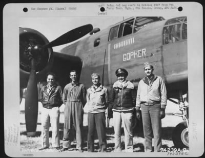 Thumbnail for General > A Crew Of The 11Th Bomb Squadron, 341St Bomb Group, Poses Beside Their North American B-25 Plane "Gopher" At An Airfield Somewhere In China, 2 February 1943.  They Are: Capt. Allen P. Forsythe, Houston, Minnesota, Pilot And Squadron Operations Officer Lt.