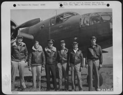 Thumbnail for General > A Crew Of The 11Th Bomb Squadron, 341St Bomb Group, Poses Beside Their North American B-25 "Squirrelly Shirley" At An Airfield Somewhere In China, 2 February 1943.  They Are: Lt. Charles D. Jantzen, Pilot And Squadron Flight Engineer From Seattle, Washing