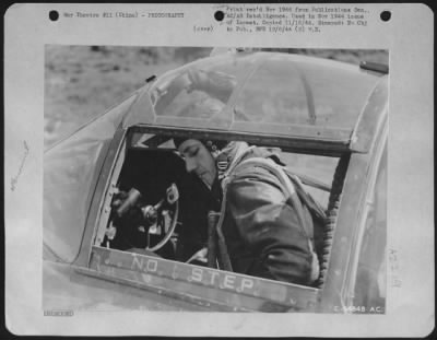 Thumbnail for Operations & Mapping > China-Ready for take-off, is Major G.H. Fulcher, ofrmer operations office, and now Commanding Officer of Squadron (21 Photo Sqd.). This particular mission was flown over Canton, and Hongkong.