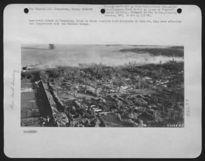 Thumbnail for Tengchung > Low-level attack on Tengchung, China by North American B-25 Mitchells on July 29, 1944 show effective air cooperation with the Chinese troops.