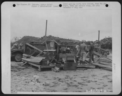 Thumbnail for Stormdamage > The Typhoon Of 9 October 1945 Brought Damage To The Headquarters Squadron, Orderly Room, Machinato Air Base, Okinawa, Ryukyu Retto.