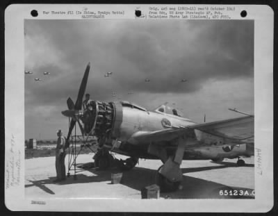 Thumbnail for Engines > Mechanics Work On A Republic P-47 As A Formation Of 'Thunderbolts' Returns To Its Base After A Raid Over Kyushu.  Ie Shima, Ryukyu Retto.  3 May 1945.