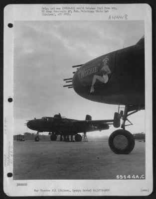 Thumbnail for Engines > Ground Crew Men Make A Final Check On A North American B-25 Of The 41St Bomb Group Which Will Participate In The First B-25 Raid Over The Japanese Mainland Since The Daring Doolittle Attack In April 1942.  30 June 1945, Okinawa, Ryukyu Retto.