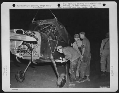 Thumbnail for General > Maintenance Of A Vultee L-5 At Cub Field No. 7 On Okinawa, Ryukyu Retto.  The Plane Is Flown By The 163Rd Liaison Squadron, Attached To The 10Th Army. 1945.