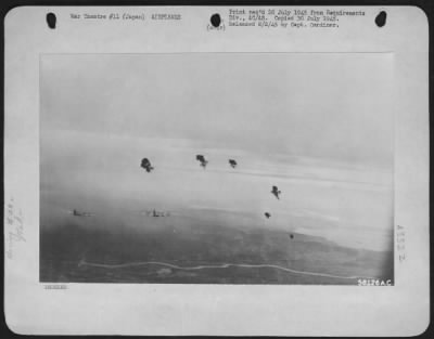 Thumbnail for General > Boeing B-29 Superfortresses Encounter Flak.  Nagoya, Japan, 26 June 1945.