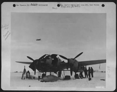 Thumbnail for General > Sharleroi, Belgium-Ground crew prepares a Lockheed F-5 Photographic plane for another photo mission over Germany.