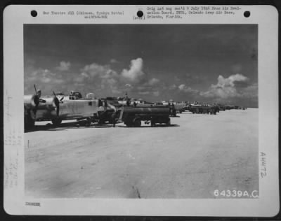 Thumbnail for Refueling > Consolidated B-24'S Of The 90Th And 380Th Bomb Groups Are Seen Here Being Refueled By The 324Th And The 305Th Airdrome Squadrons.  22 July 1945, Okinawa, Ryukyu Retto.