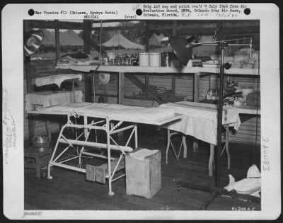 Thumbnail for Equipment > Interior View Of Main Surgery In The 29Th Portable Surgical Hospital, Located Near Yontan Airstrip, Which Is Under Operational Control Of The 5Th Air Force.  This Unit Can Transport Enough Equipment To Operate For 30 Days In 11 Douglas C-47 "Skytrains" Le