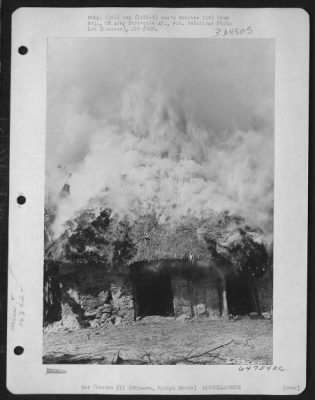 Thumbnail for General > Burning Unoccupied Native Huts To Clear Area For Headquarters Of 163Rd Liaison Squadron, 10Th Army, Okinawa, Ryukyu Retto.