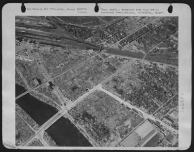 Hiroshima > Here Is A View Of Hiroshima, Japan Showing Total Destruction Resulting From Dropping Of The First Atomic Bomb, August 6, 1945.