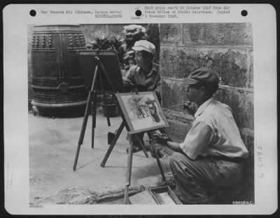 Thumbnail for General > Of The Hundreds Of Airmen Who Have Visited The Ishikawa Exhibit, Located Near The Daily Okinawan Newspaper Plant, A Principal Attraction For Them Has Been These Sidewalk Watercolor Artists Who Prefer Outdoor Scenes For Their Creative Efforts.  The Object