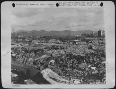 Hiroshima > Remains Of An Army Hospital After Atomic Bombing Of Hiroshima, Japan.  The Building On The Extreme Right Is The Fukuya Department Store.  6 October 1945.