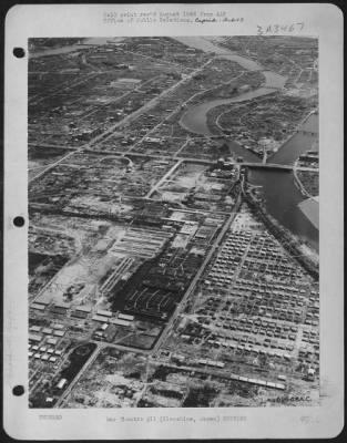 Thumbnail for Hiroshima > Pacific Air Command, U.S. Army - 3 August 1946 - One Year After The Dropping Of The Atomic Bomb On Hiroshima, Japan, The 'T' Shaped Bridge, Which Was The Aiming Point For The Bomb, Is Still Standing In A Rather Dilapidated Condition.  The Cement Railings