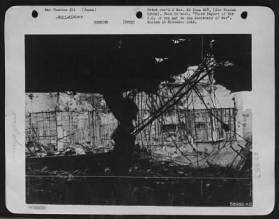 Musashino > The Musashino Aircraft Engine Plant, Outside Of Tokyo, Was One Of The First Industrial Targets Hit By B-29'S Dropping Both High Explosive And Incendiary Bombs.  By August 1945, When The Last Attacks Were Made, The Plant Was Completely Destroyed, And Produ