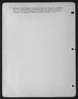 Musashino > Musashino Aircraft Engine Plant Was Divided Into Two Parts.  Musashino East, The Destroyed Half, Was Standard Saw-Tooth Affair, While The Other Half, Relatively Undamged By Attacks, Was Built Of Reinforced Concrete.  The Crater Was Made By One 4,000 Pound