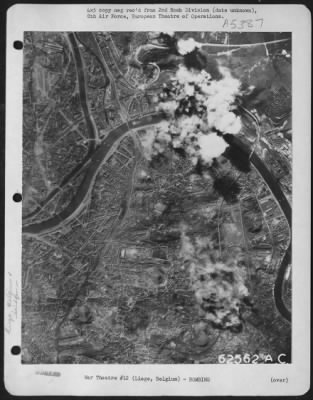 Thumbnail for Liege > Bombing Of Bridge Near Liege, Belgium, 9 May 1944, By Planes Of The 2Nd Bomb Division, 8Th Air Force.  Altitude 20,000 Feet.