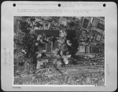 Thumbnail for Debreczen > The locomotive repair works at Debreczen, Hungary, 2 June 44, one of the objectives hit by U.S. Flying ofrts which then flew on to land at new bases in Russia for the first time.