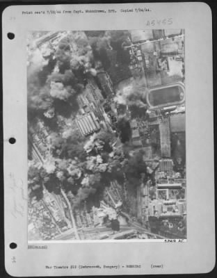 Thumbnail for Debreczen > The locomotive repair works at Debreczen, Hungary, 2 June 44, one of the objectives hit by U.S. Flying ofrtresses (Boeing B-17) which then flew on to land at new U.S. bases in Russia, for the first time.