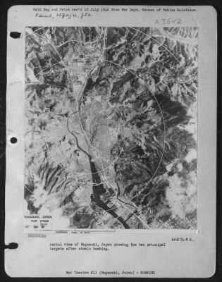 Nagasaki > Aerial View Of Nagasaki, Japan Showing The Two Principal Targets After Atomic Bombing.
