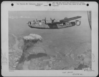 Thumbnail for Budapest > Nazi Oil Goes Up In Smoke As Consolidated B-24S Of The Mediterranean Allied Air Forces Smash An Oil Refindery At Budapest, Hungary.