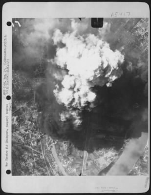 Thumbnail for Budapest > Bombs Dropped By Planes Of The 456Th Bomb Group, 747Th Bomb Squadron Cause Smoke To Billow Up Over Installations In Budapest, Hungary On 2 July 1944.