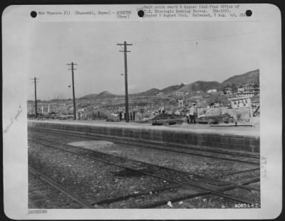 Thumbnail for Nagasaki > A Panoramic View Around Ground Zero At Nagasaki, Japan.  This Picture Was Taken From The Platform Of The Urakami Railroad Station.  The Buildings On The Right Are The Remains Of The Nagasaki Medical College.  14 October 1945.