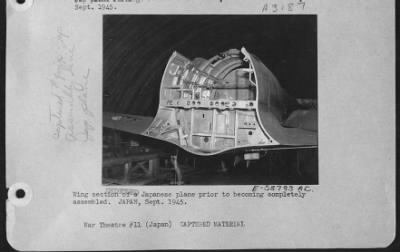 Thumbnail for General > Wing Section Of A Japanese Plane Prior To Become Completely Assembled.  Japan, Sept. 1945.