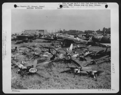 Thumbnail for General > Three Bladed Propellers Probably Taken From Nearby Japanese Sef Plane In Southeast Corner Of Atsugi Airdrome, Japan.  5 September 1945.