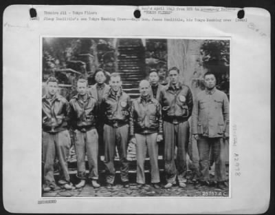 Thumbnail for General > Jimmy Doolittle's own Tokyo Bombing Crew---Maj. Gen. James Doolittle, his Tokyo Bombing crew and some Chinese friends are pictured in China after the U.S. Airmen bailed out ofllowing the Doolittle Air Raid on Japan, April 18, 1942. Left to Right: