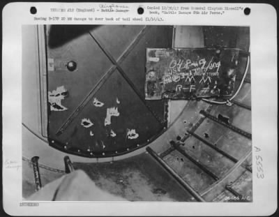 Battle Damage > Boeing B-17F 20 MM damage to door back of tail wheel