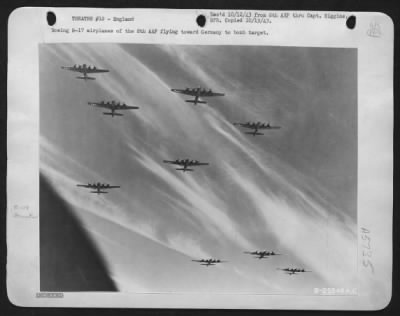 Thumbnail for Boeing > Boeing B-17 airplanes of the 8th AAF toward Germany to bomb target.