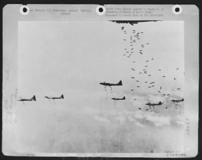 Thumbnail for Yokohama > B-29S Of The 497Th Bomb Group, 73Rd Bomb Wing, Based On Saipan Shower Another Load Of Incendiaries On Yokohama, Japan.