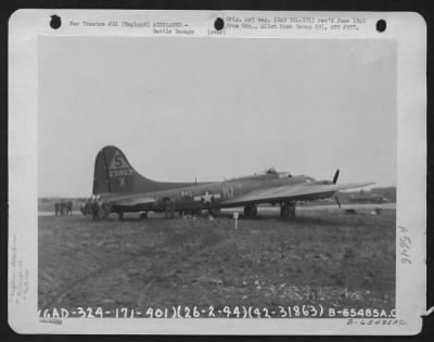 Battle Damage > Flak Damage To A Boeing B-17 "Flying Fortress" Of The 401St Bomb Group, England, 26 February 1944 (Aircraft No. 231863).