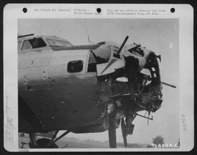 Battle Damage > The Nose Of The Boeing B-17 "Flying Fortress" (A/C No. 890) Was Badly Damaged During A Mission Flown By The 379Th Bomb Group On 25 June 1944.  England.