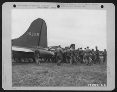 Battle Damage > Ground Crews Of The 324Th Bomb Squadron, 91St Bomb Group, Based At Bassingbourne, England, Examine One Of Their Damaged Planes After It Returned To Its Base From A Bombing Raid On 24 June 1943.