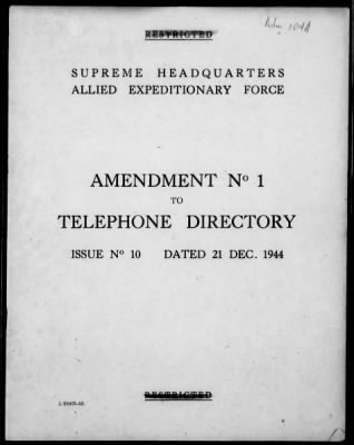 1 - Subject File > 104a - Directories, Telephone - SHAEF