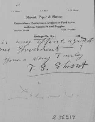 Thumbnail for Old German Files, 1909-21 > T. S. Shrout (#236519)