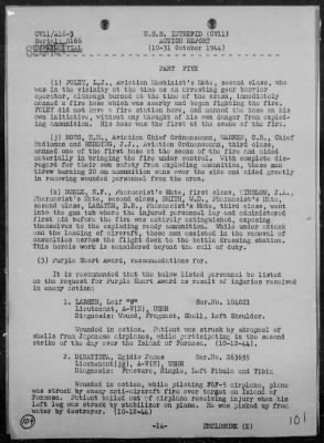 Thumbnail for USS INTREPID > Rep of Air Ops Against the Ryukyu Is Formosa, & Philippines, 10/10-31/44, Including Action Against Jap Fleet, 10/24-26/44