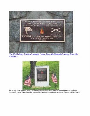 History of the 63rd Infantry Division, June 1943-Sept 1945 > 0007 - 63rd Infantry Division Memorials