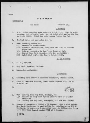 USS DORAN > War Diary, 11/1-30/44