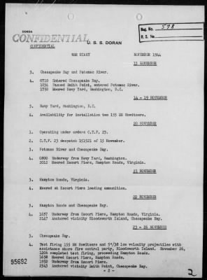 USS DORAN > War Diary, 11/1-30/44