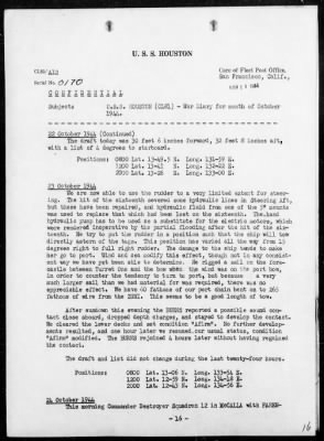 USS HOUSTON > War Diary, 10/1-31/44