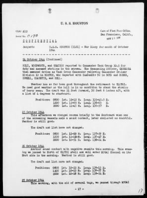 USS HOUSTON > War Diary, 10/1-31/44