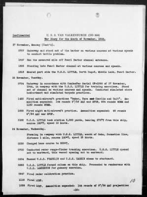 USS VAN VALKENBURGH > War Diary, 11/1-30/44