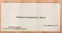 Thumbnail for Ensign Joseph Earle Bolt Calling Card